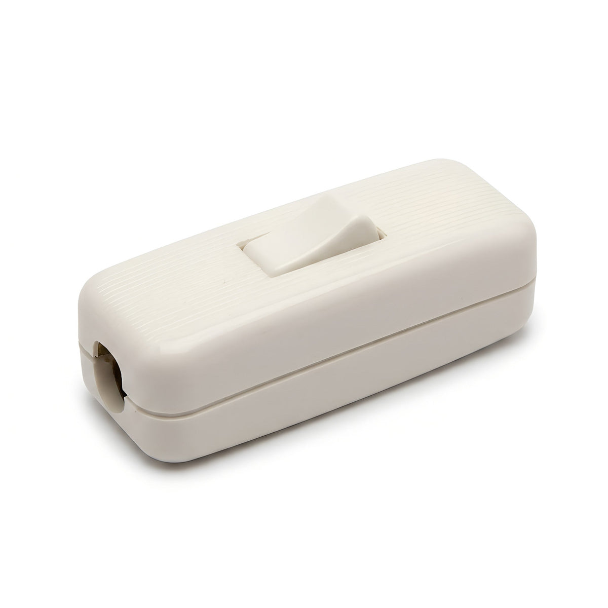 Single-pole inline cord rocker switch for lamp cable — White