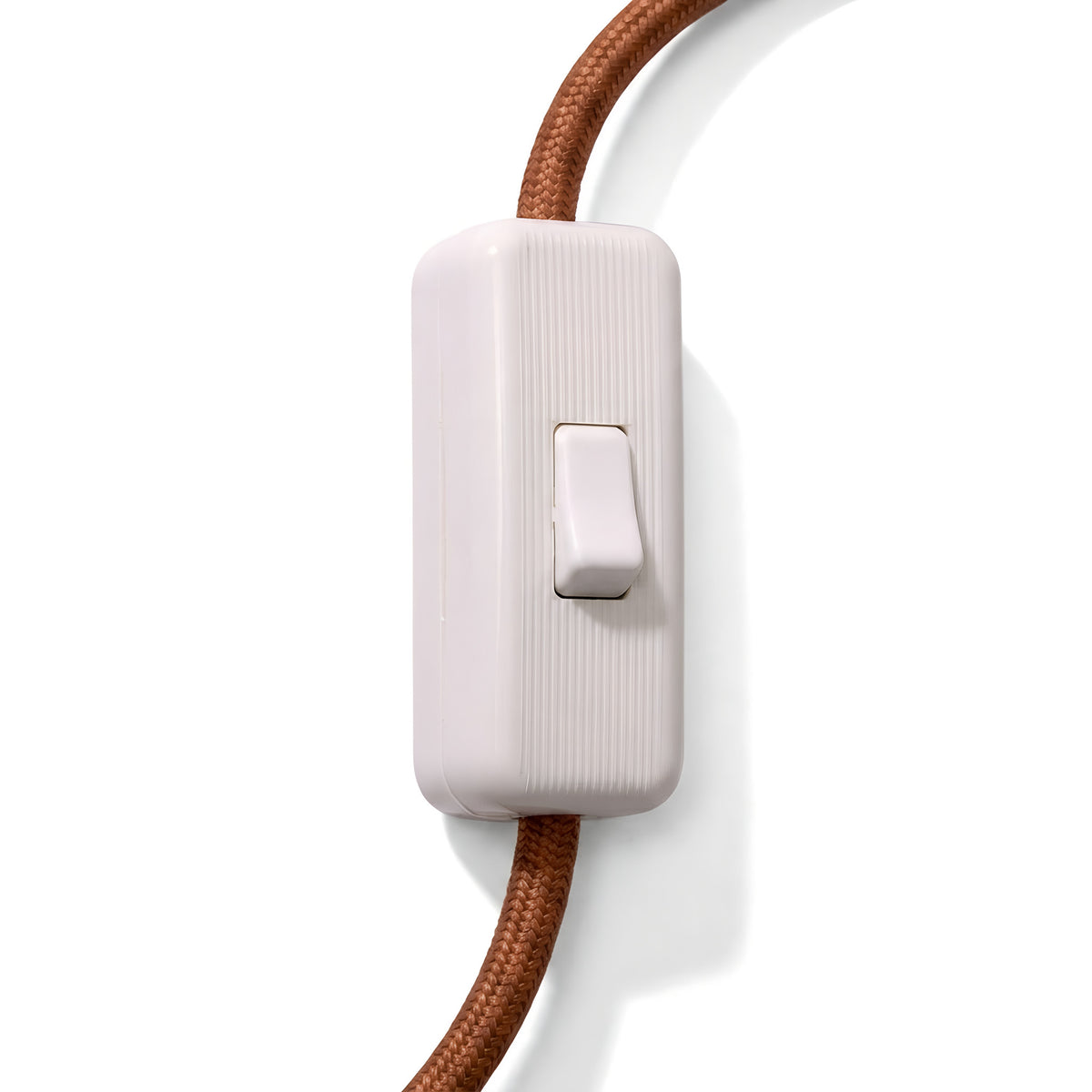 Single-pole inline cord rocker switch for lamp cable — White