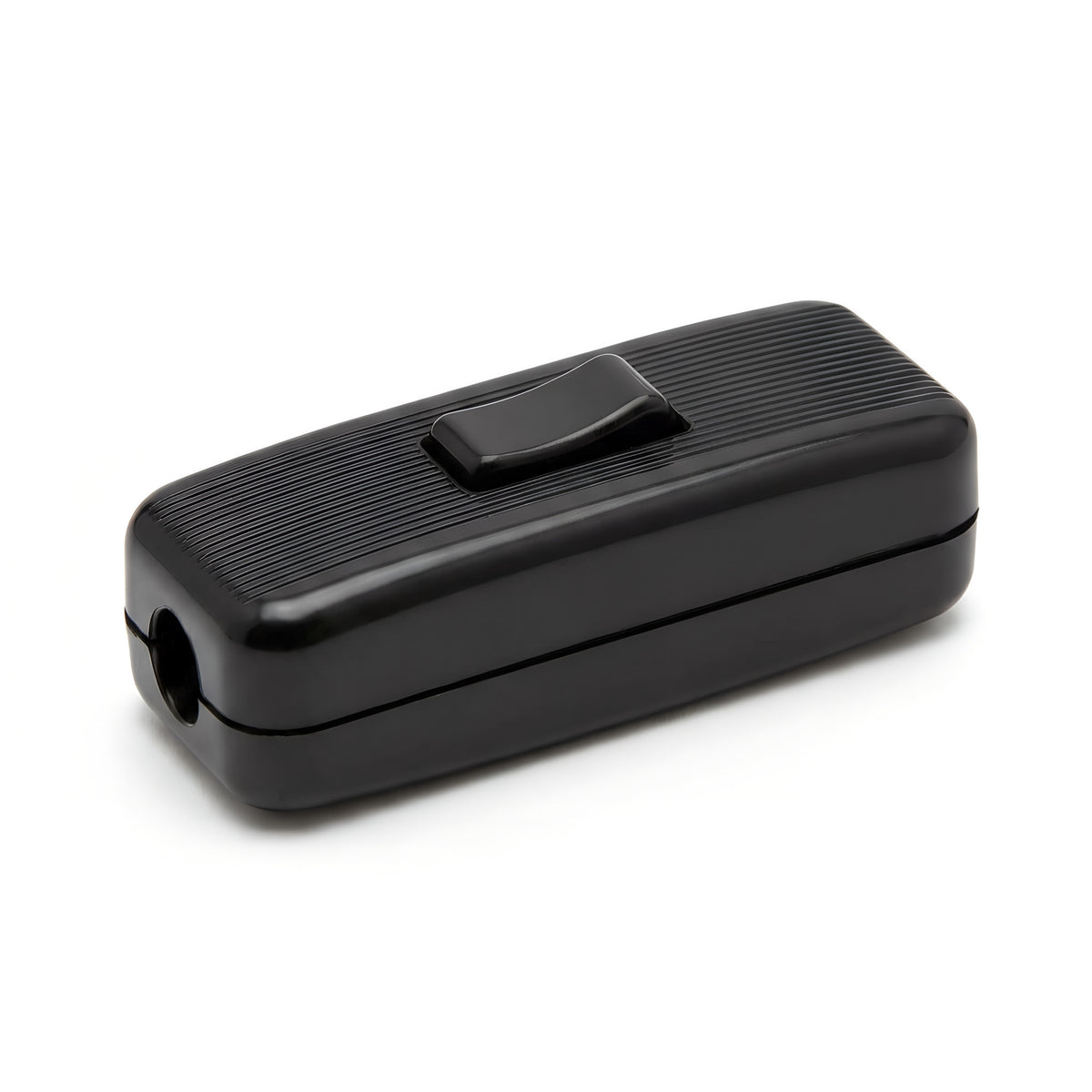 Single-pole inline cord rocker switch for lamp cable — Black