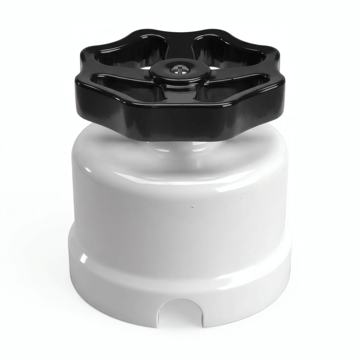 Porcelain two-way switch with a knob — White / Black