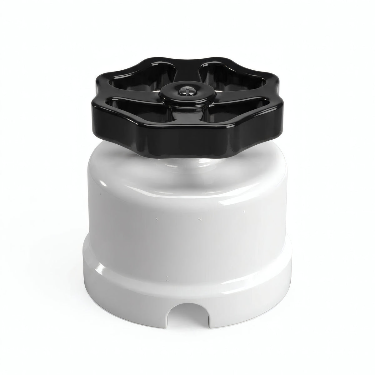 Porcelain two-way switch with a knob — White / Black