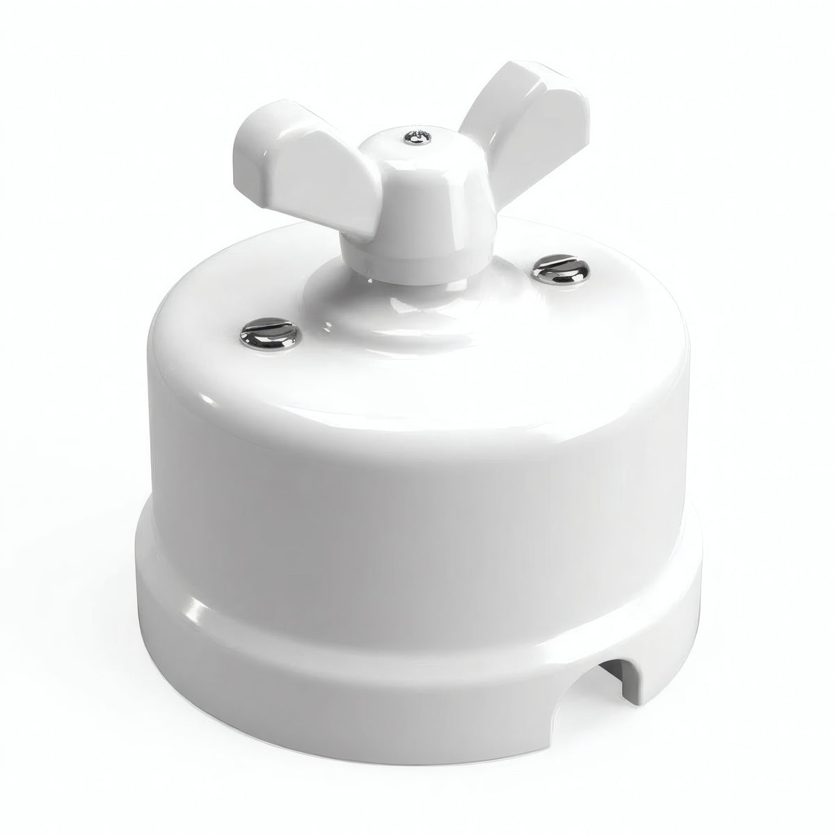 Porcelain two-way switch with a butterfly nut — White / White