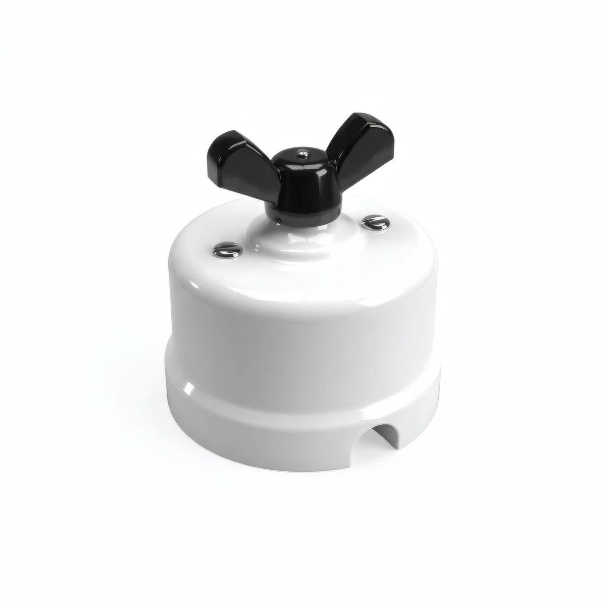 Porcelain two-way switch with a butterfly nut — White / Black