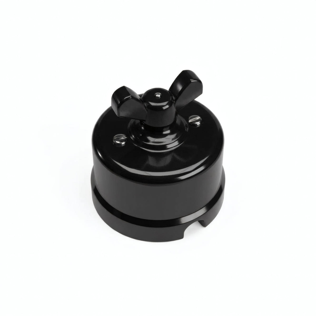 Porcelain two-way switch with a butterfly nut — Black / Black