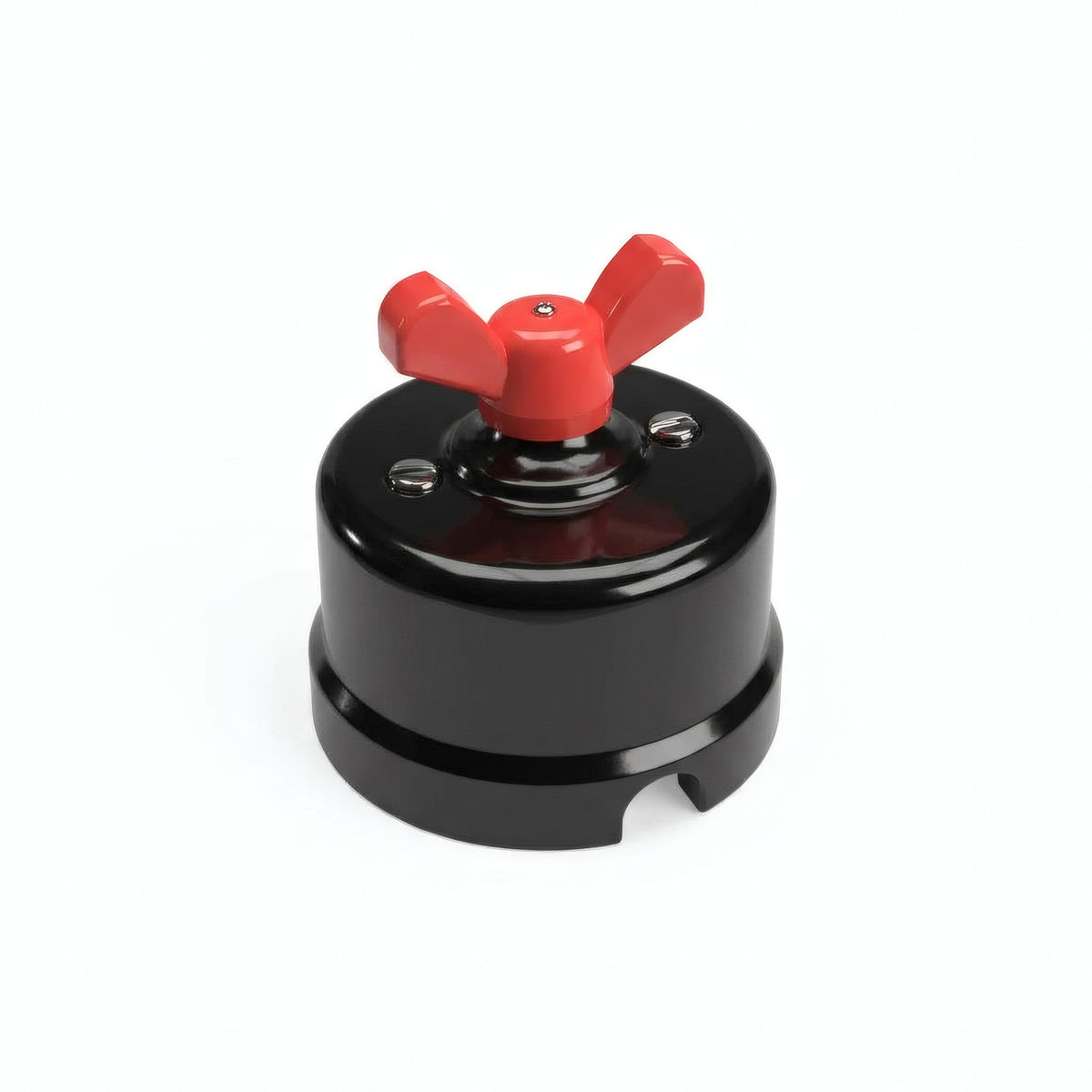 Porcelain two-way switch with a butterfly nut — Black / Red
