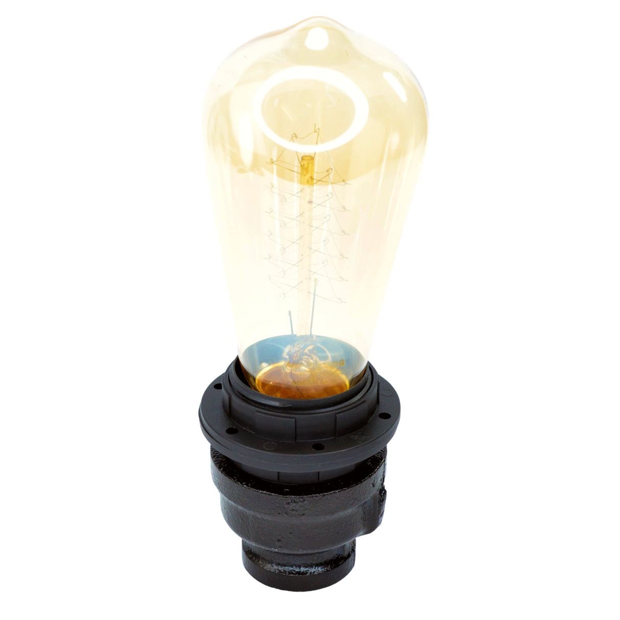 E27 Thermoplastic Socket Kit on Connector – decor – black paint - socket kit for DIY industrial lamp - view 2