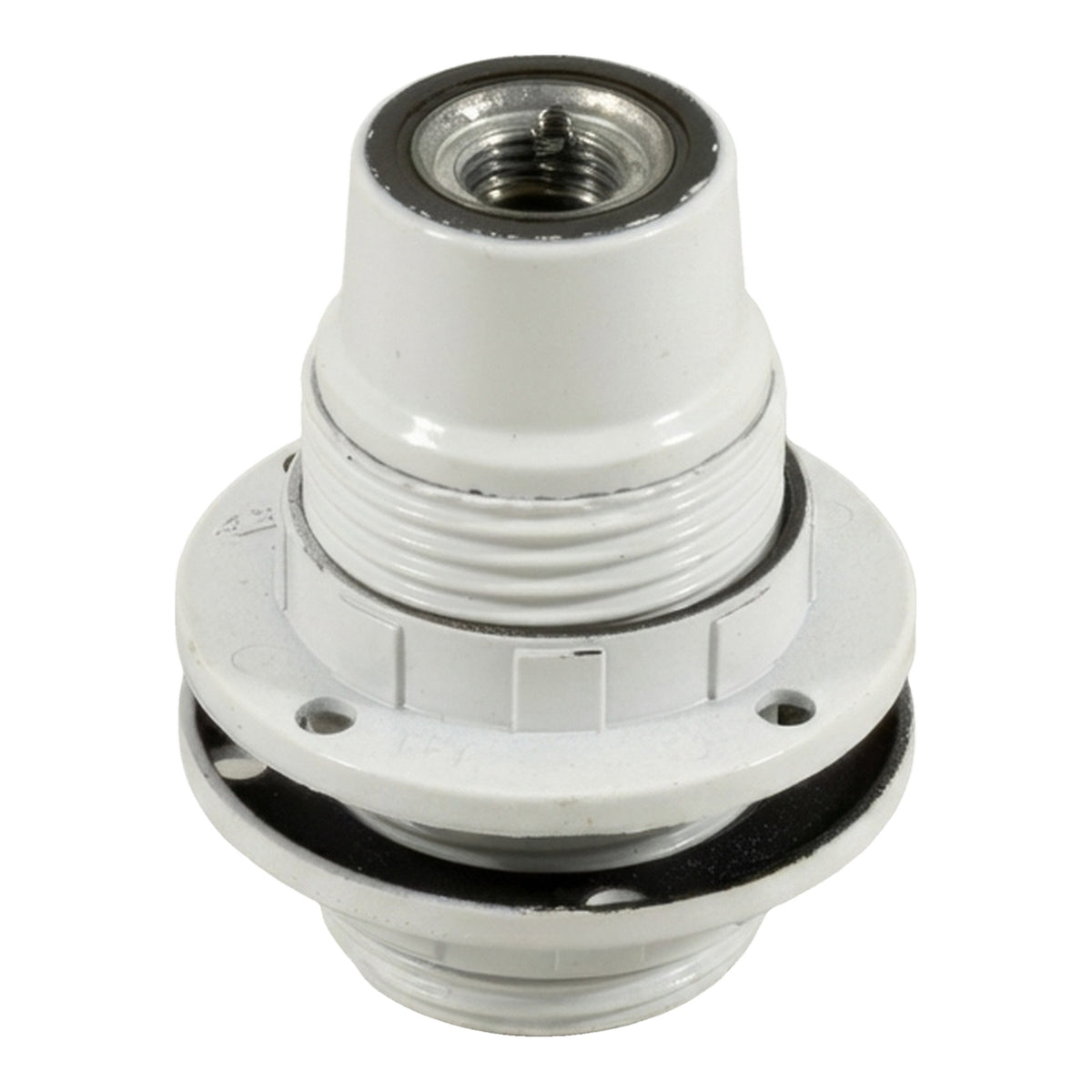 E14 bakelite socket with double ring — White