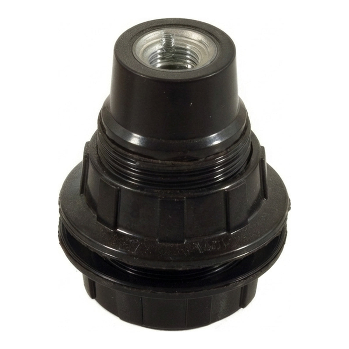 E14 bakelite socket with double ring — Black