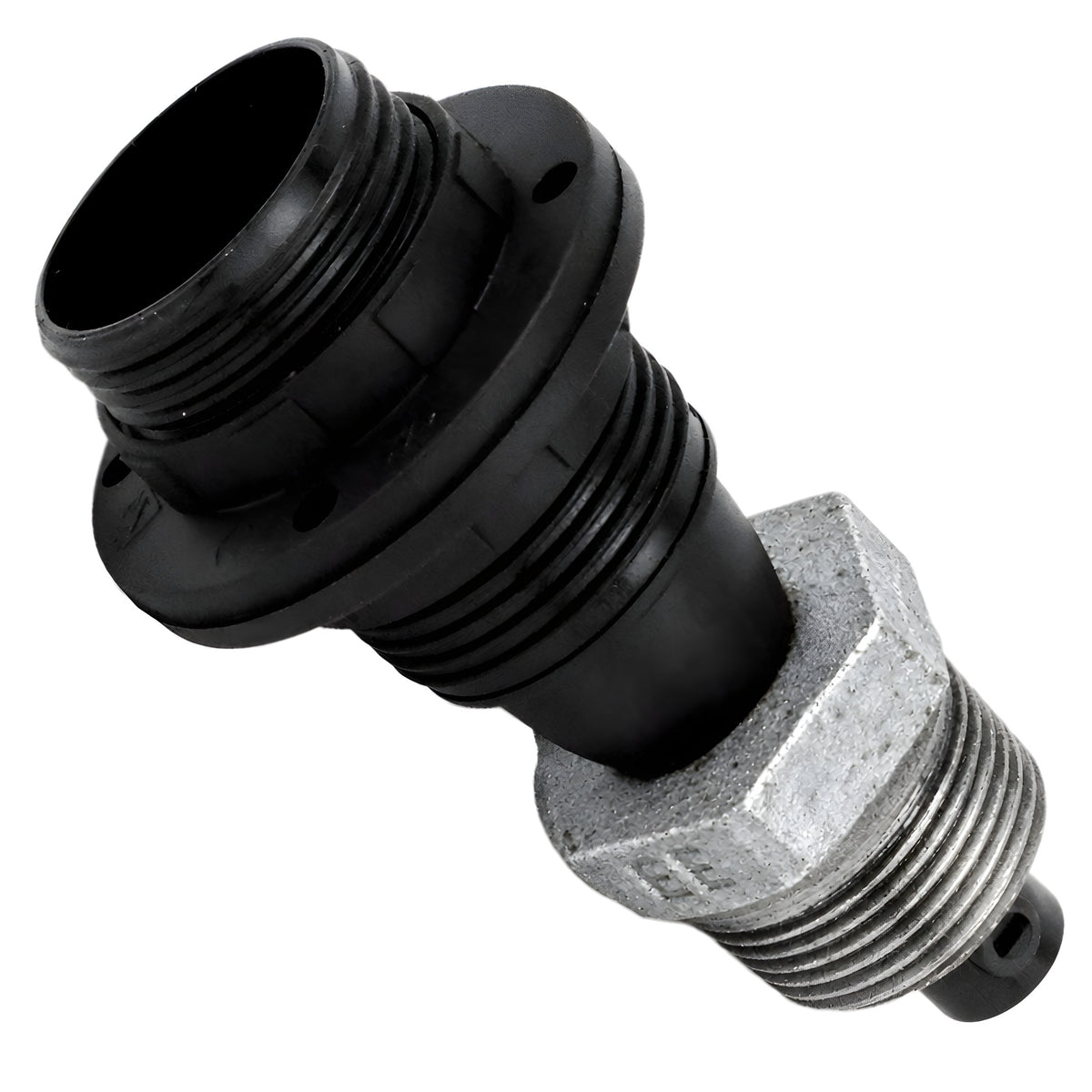 E14 threaded thermoplastic socket kit on male galvanized cast iron fitting