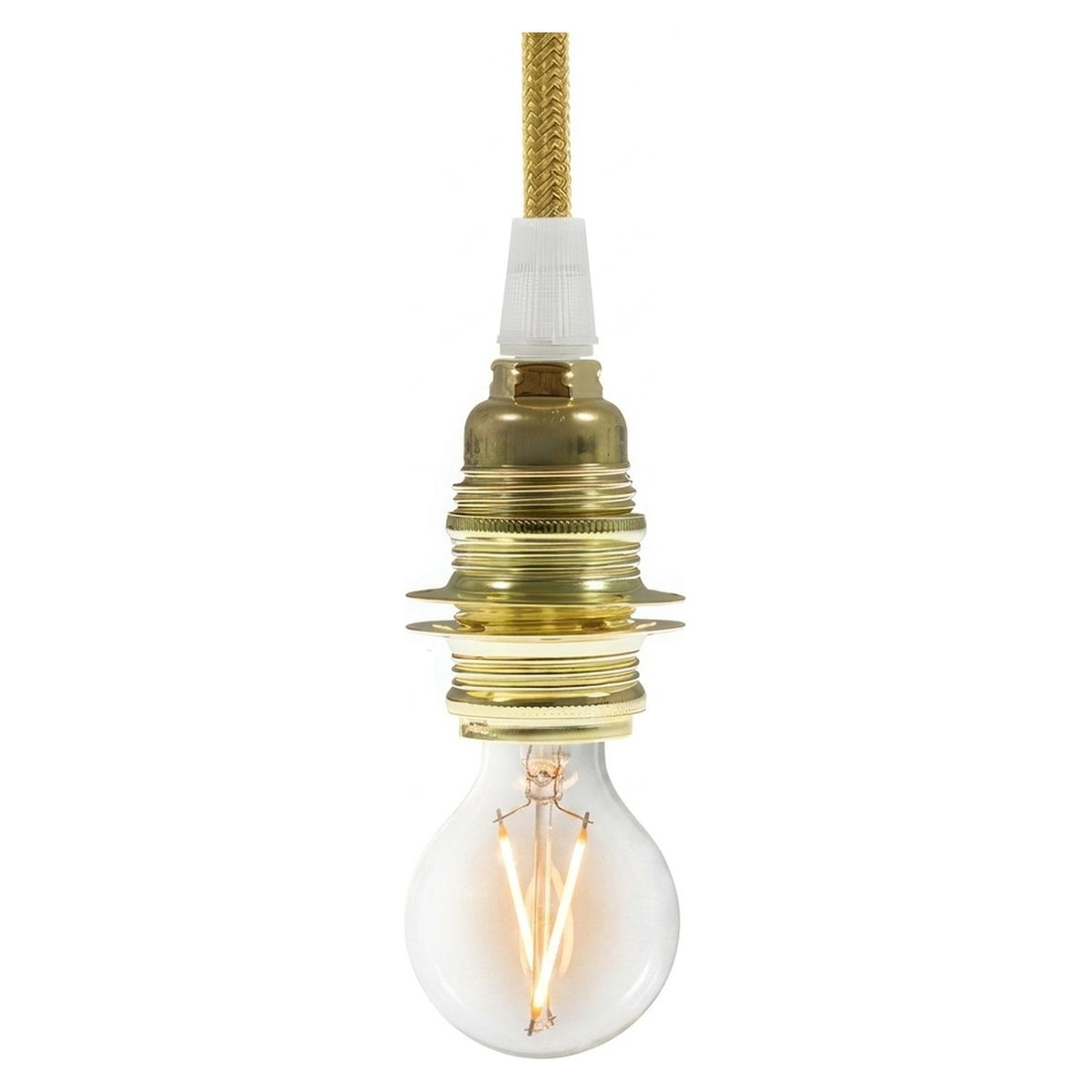 E14 metal socket with double ring for lampshade — Conical plastic / Brass