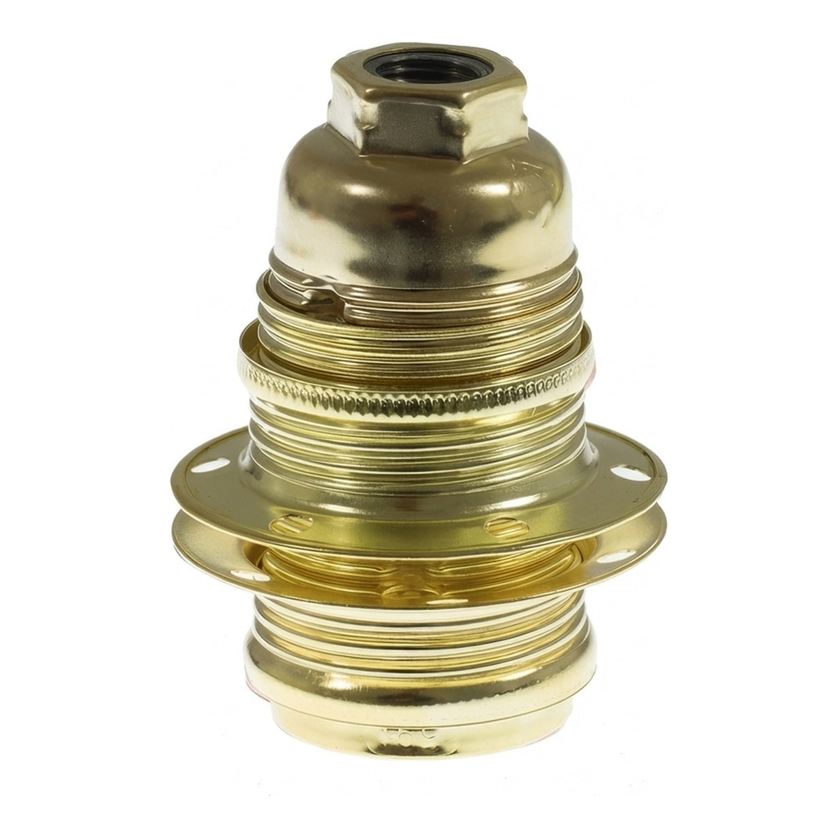 E14 metal socket with double ring for lampshade — Cylindrical metal / Brass
