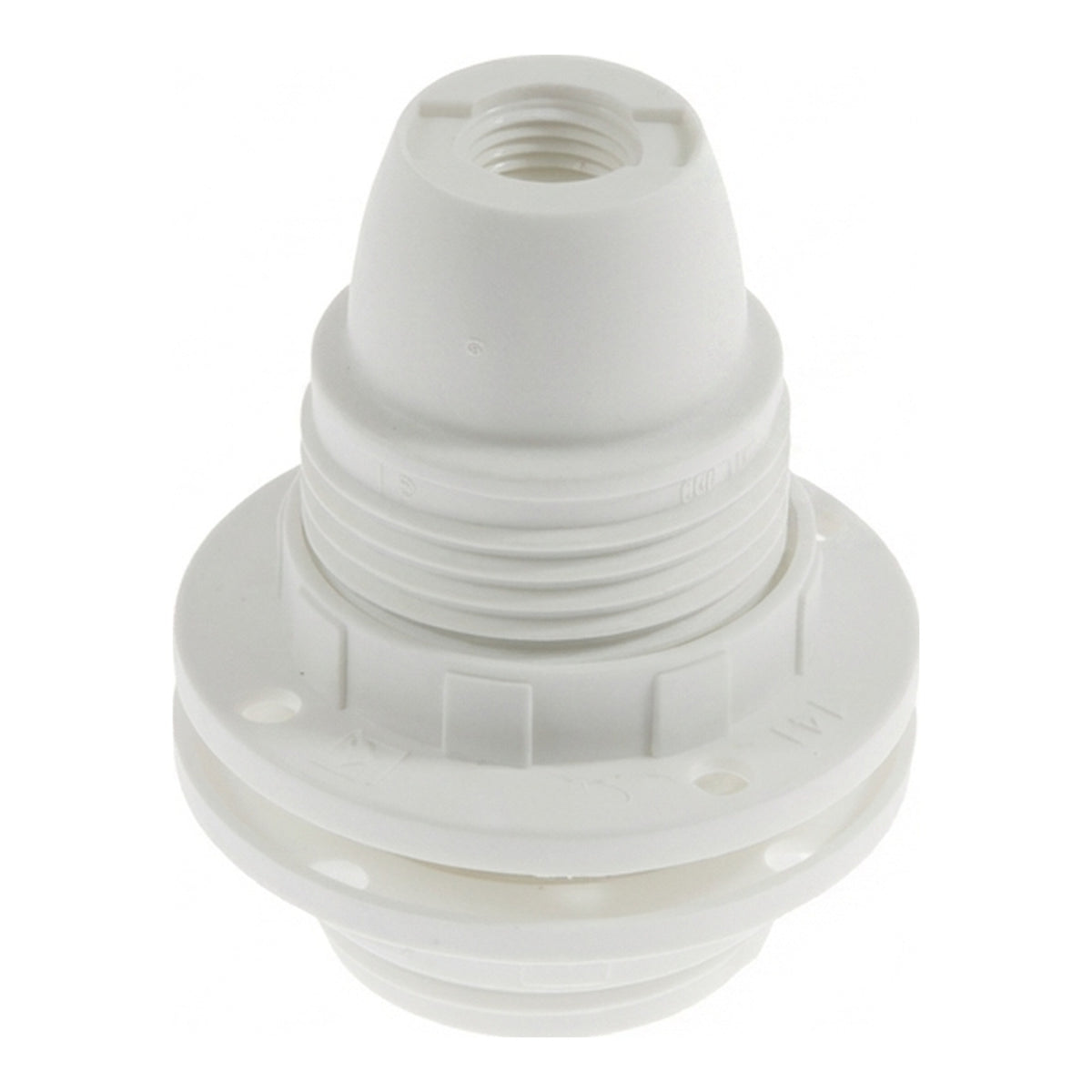 E14 thermoplastic socket with double ring — White