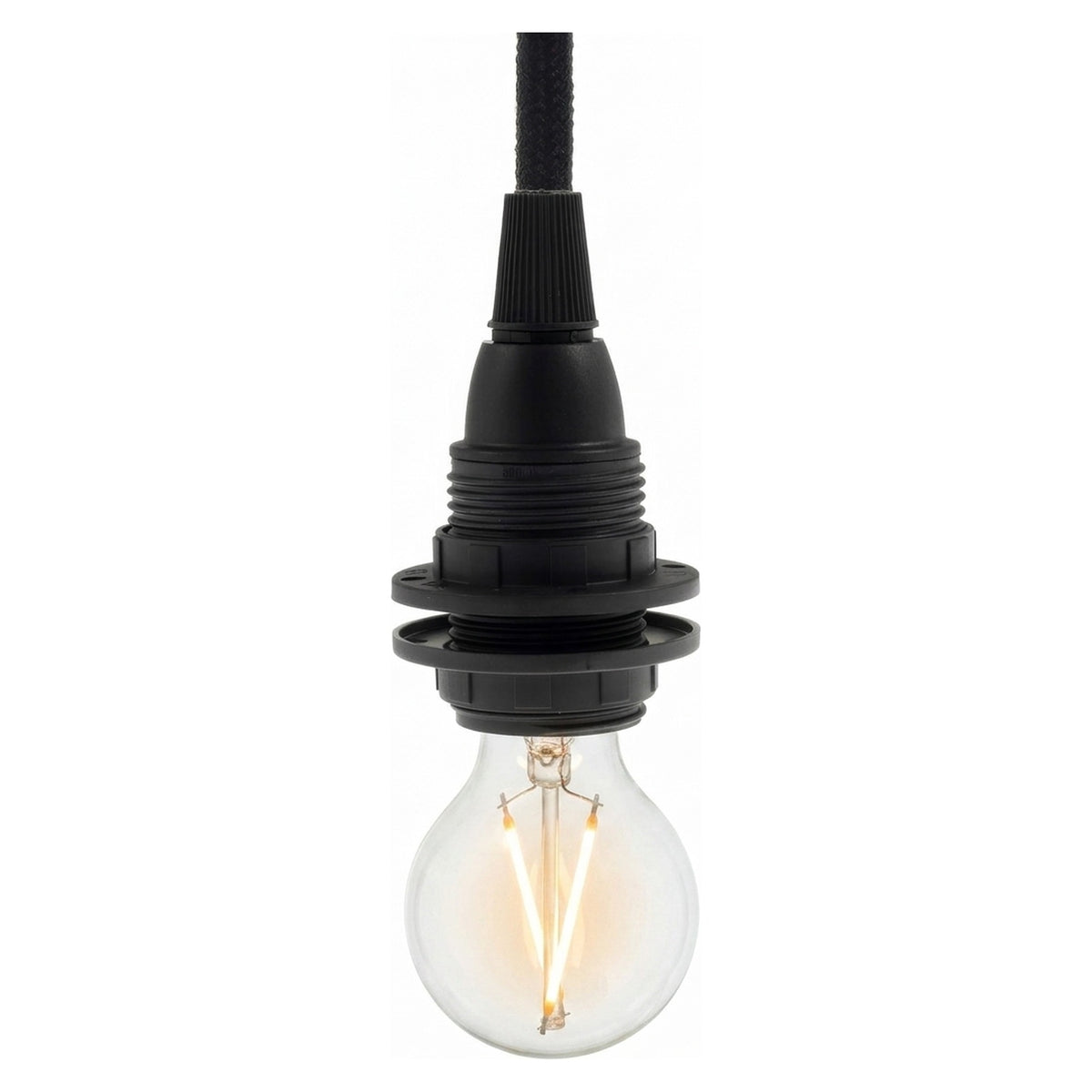 E14 thermoplastic socket with double ring — Black