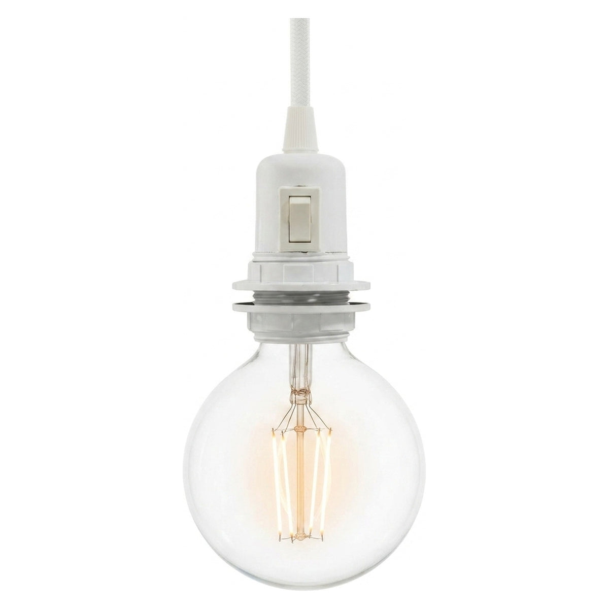 E27 bakelite socket with double ring and switch — White