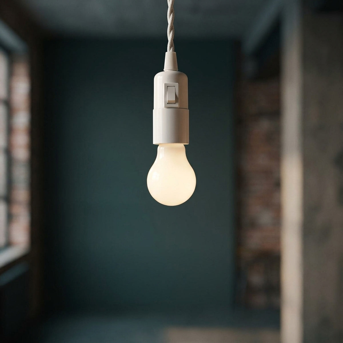 E27 bakelite socket with switch — White