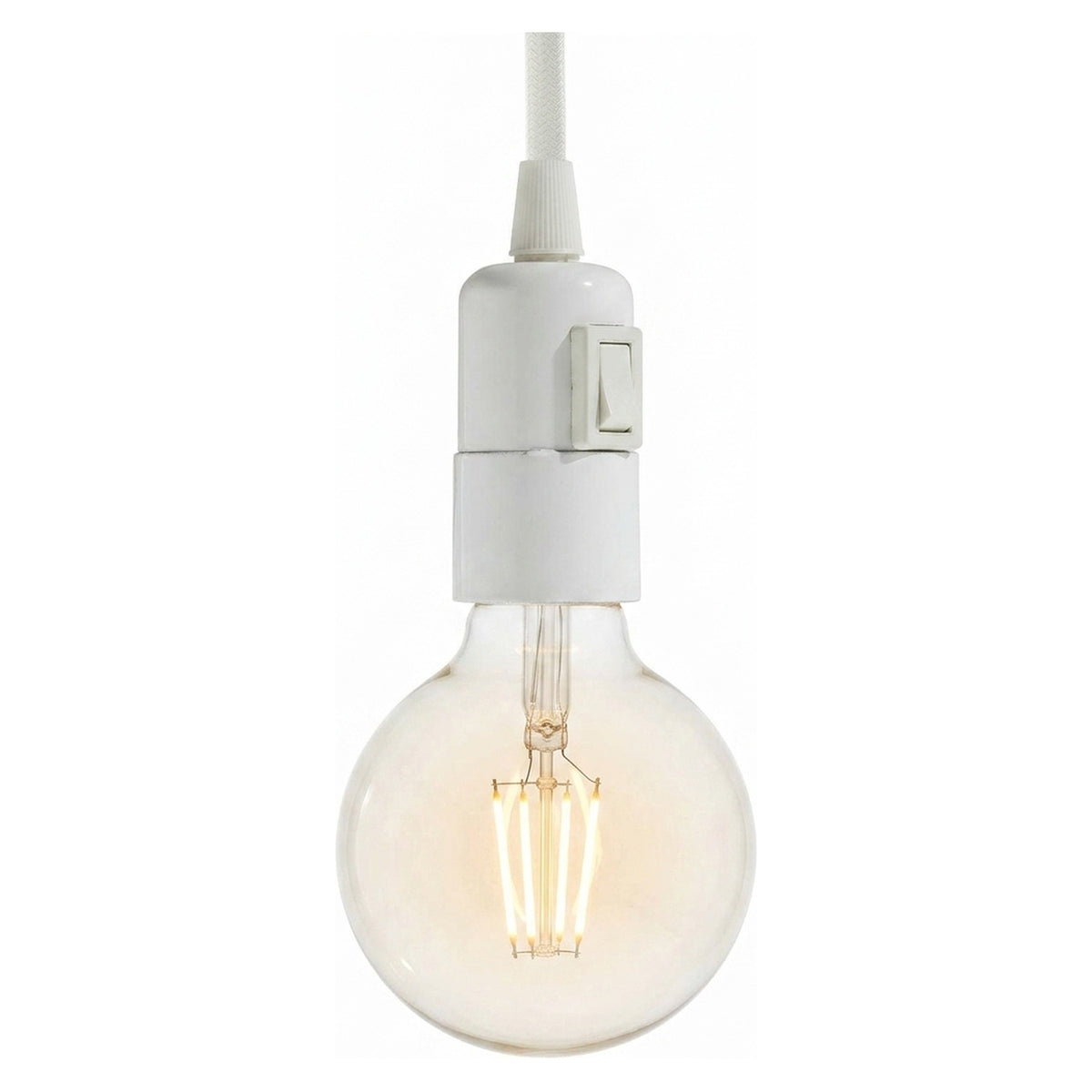 E27 bakelite socket with switch — White