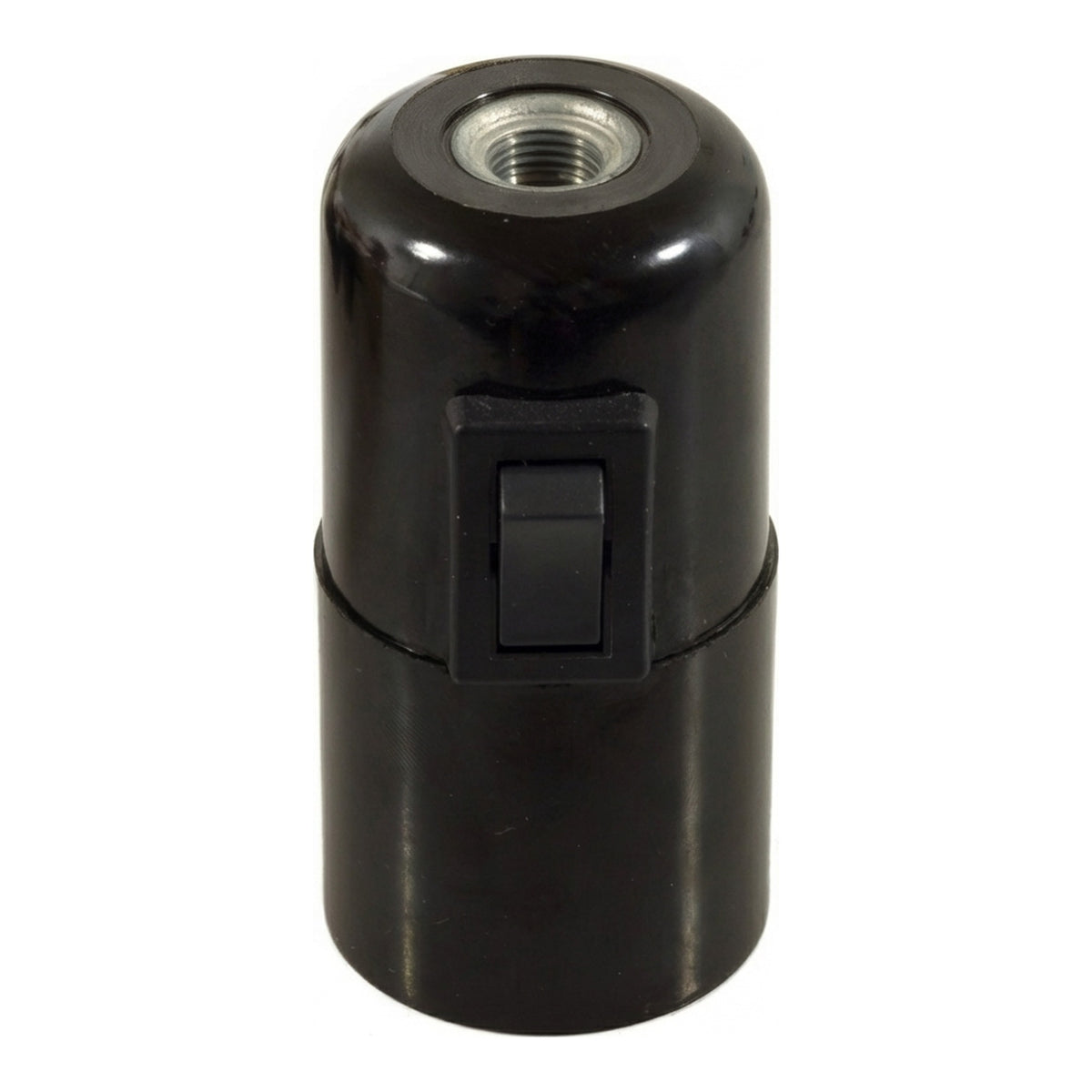 E27 bakelite socket with switch — Black