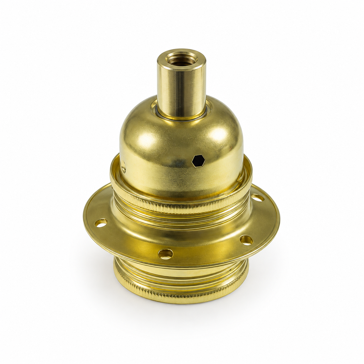 Metal E27 socket kit with two shade rings — brass finish — view 2