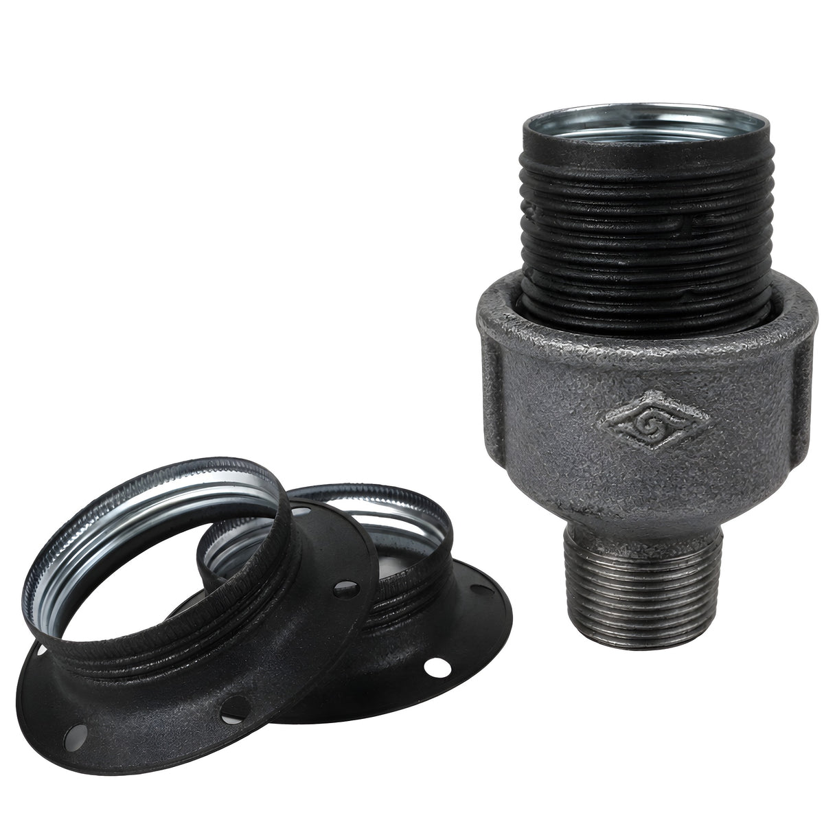 E27 matte grey metal socket kit on male Eco black cast iron fitting