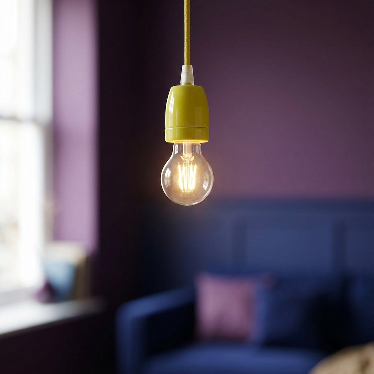 E27 porcelain socket — Yellow
