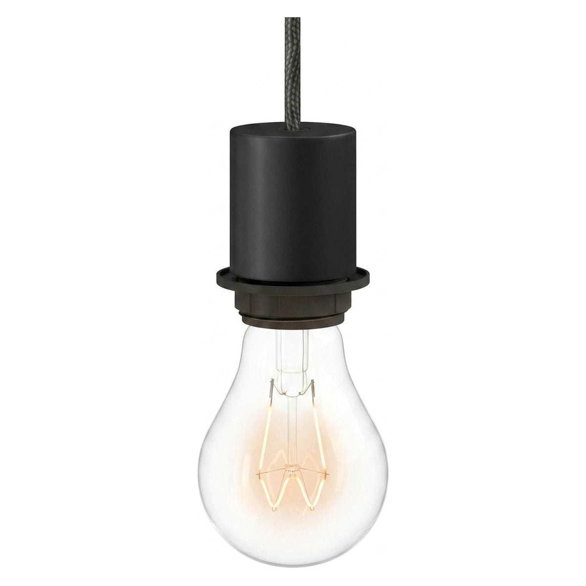 E27 half-threaded metal socket — Black