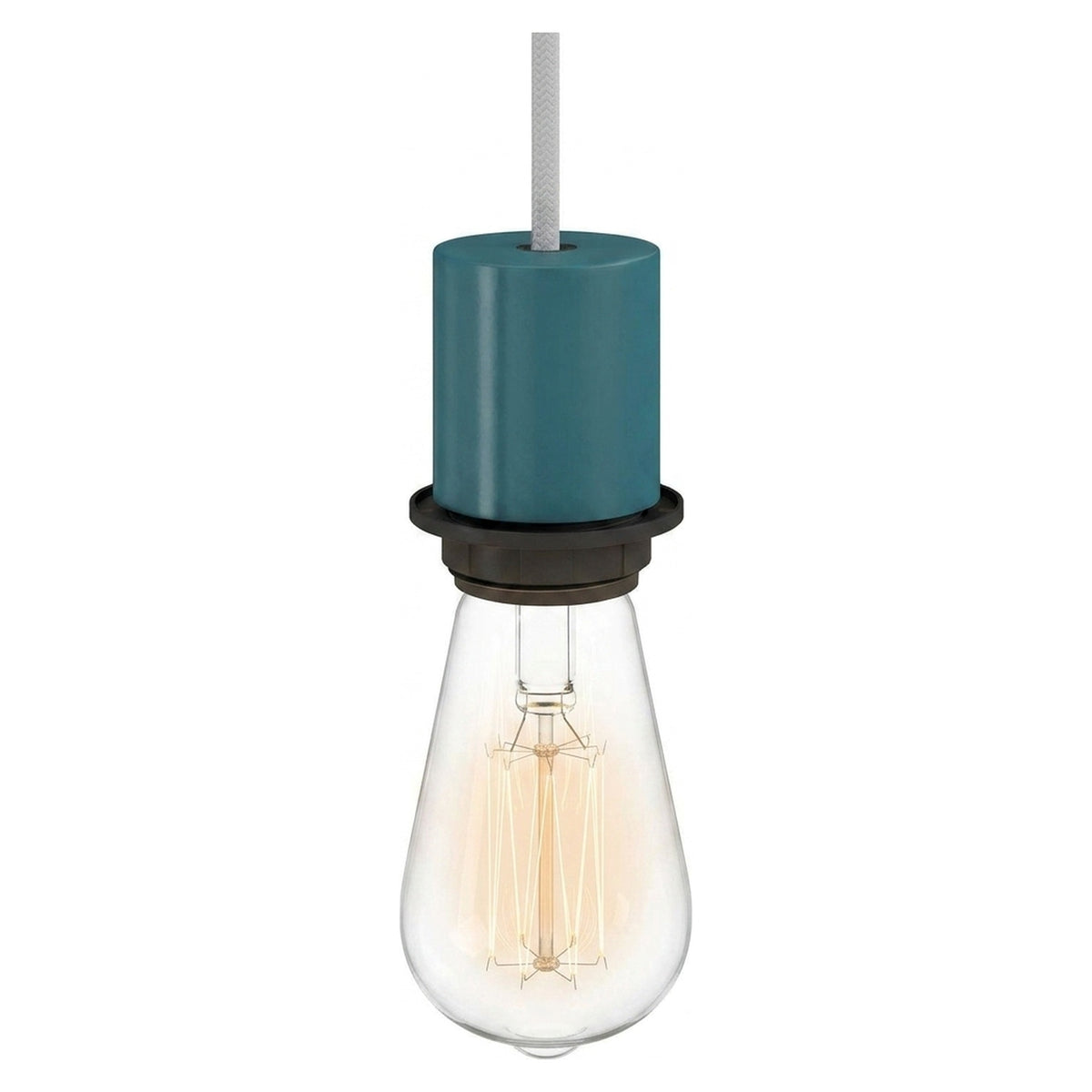 E27 half-threaded metal socket — Petrol blue