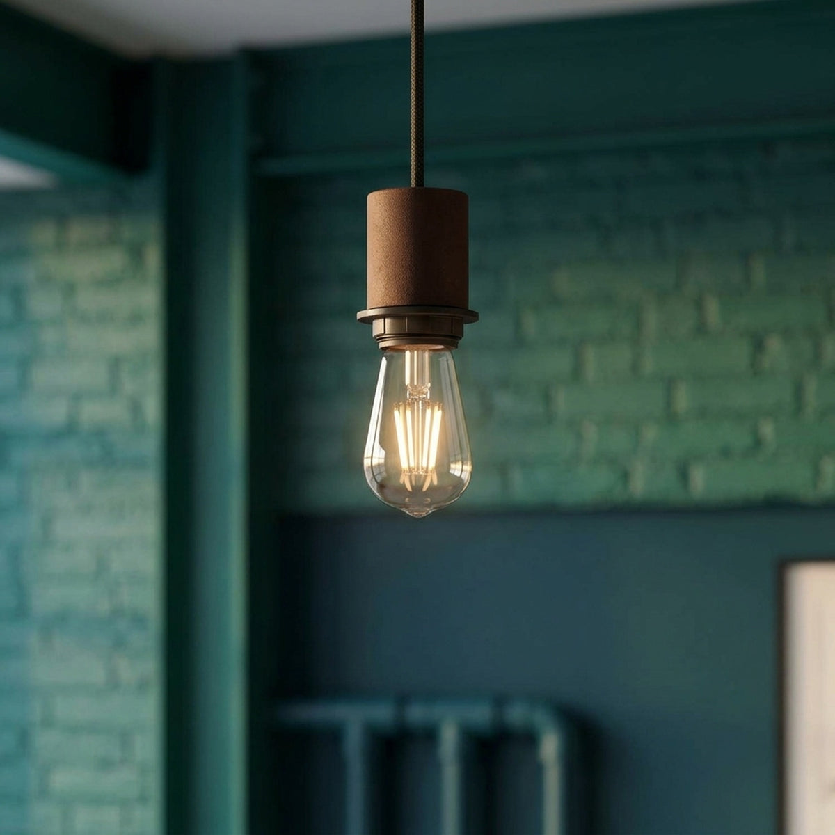 E27 half-threaded metal socket — Painted dark rust