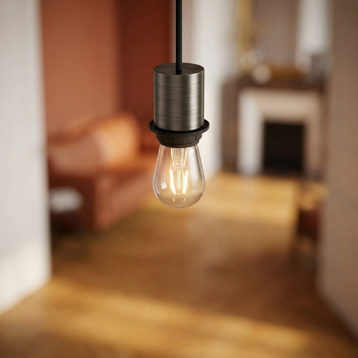 E27 half-threaded metal socket — Satin titanium