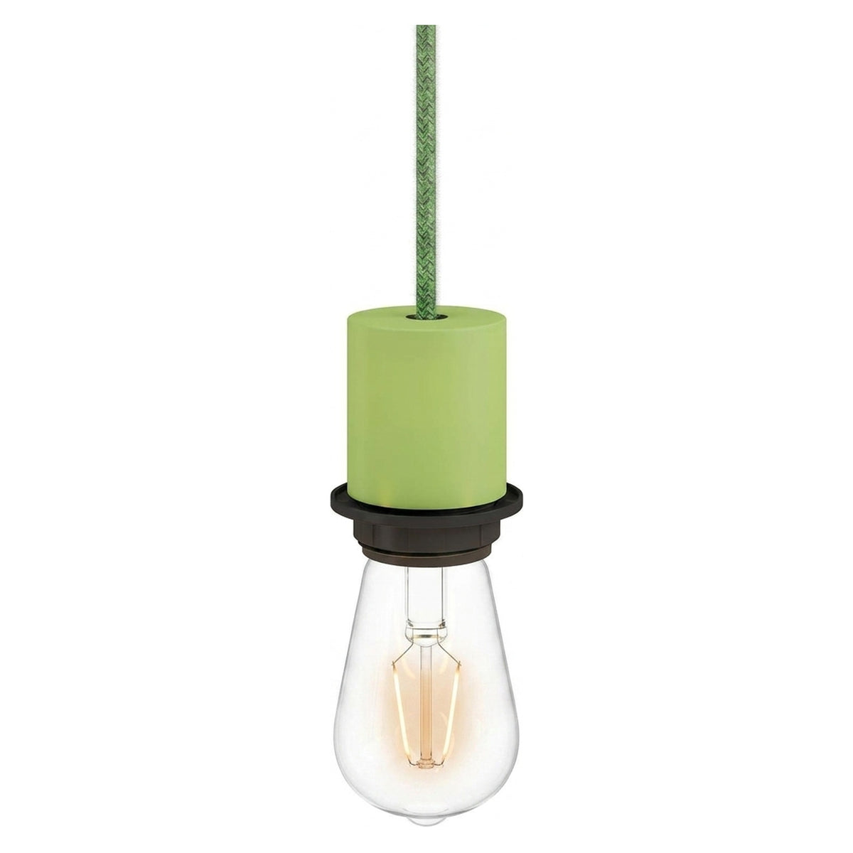 E27 half-threaded metal socket — Meadow green