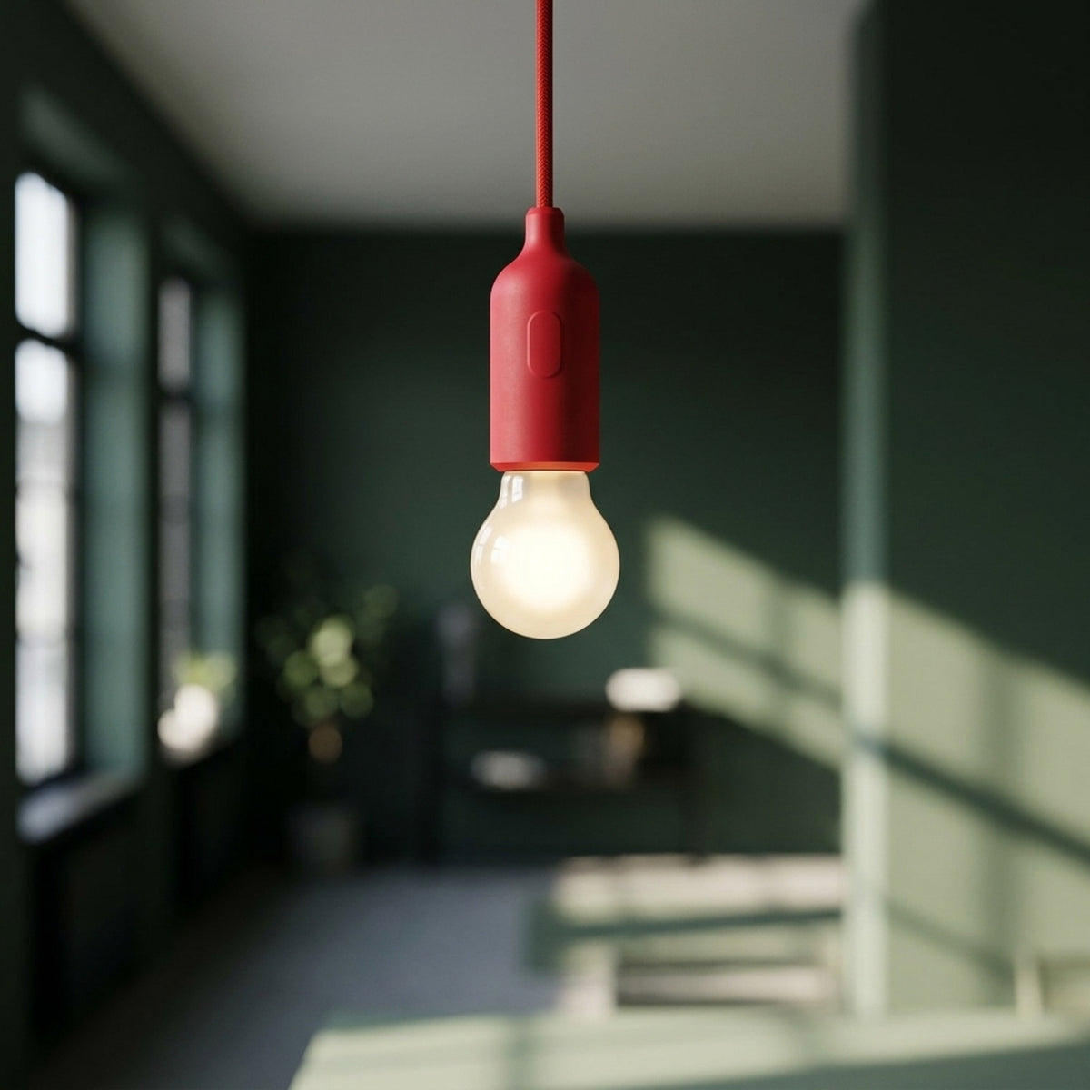 E27 silicone socket with switch — Red