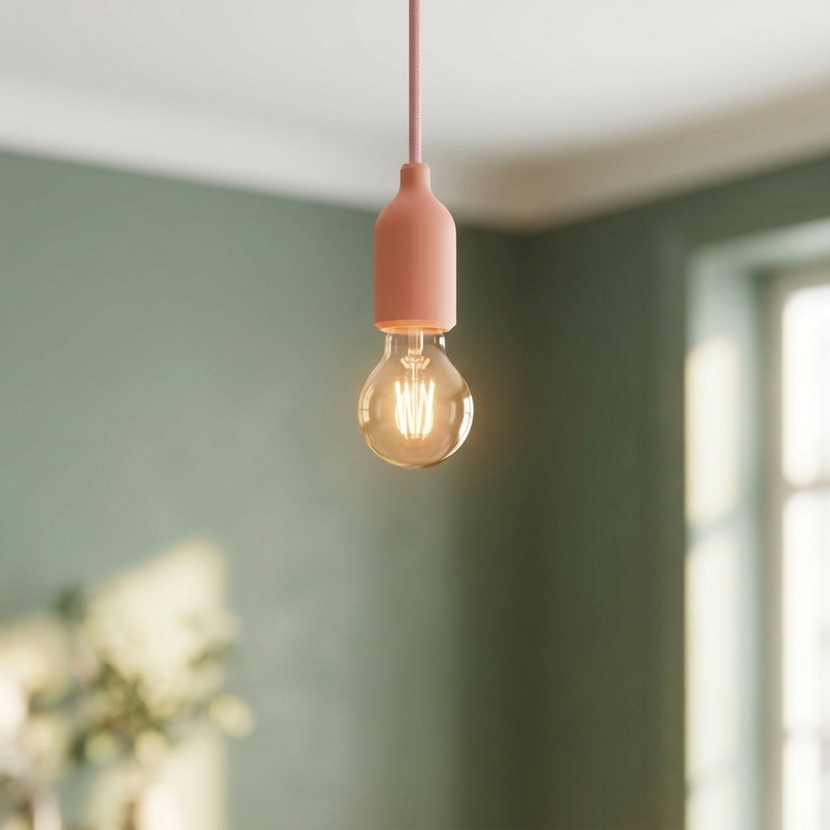 E27 silicone socket with hidden cable grip — Salmon