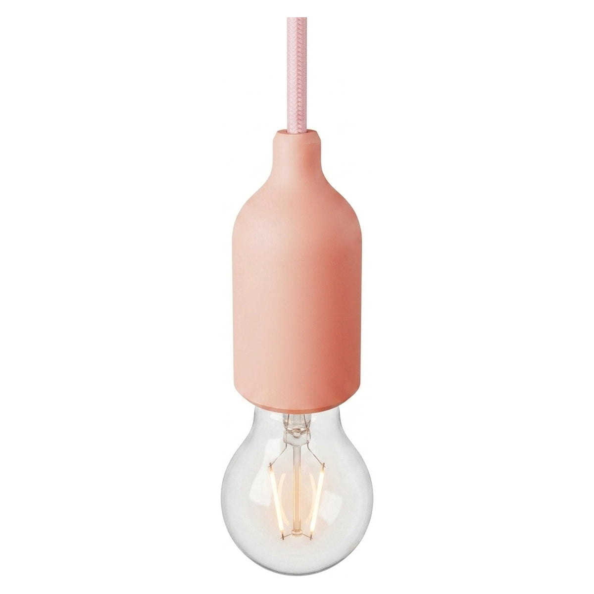 E27 silicone socket with hidden cable grip — Salmon