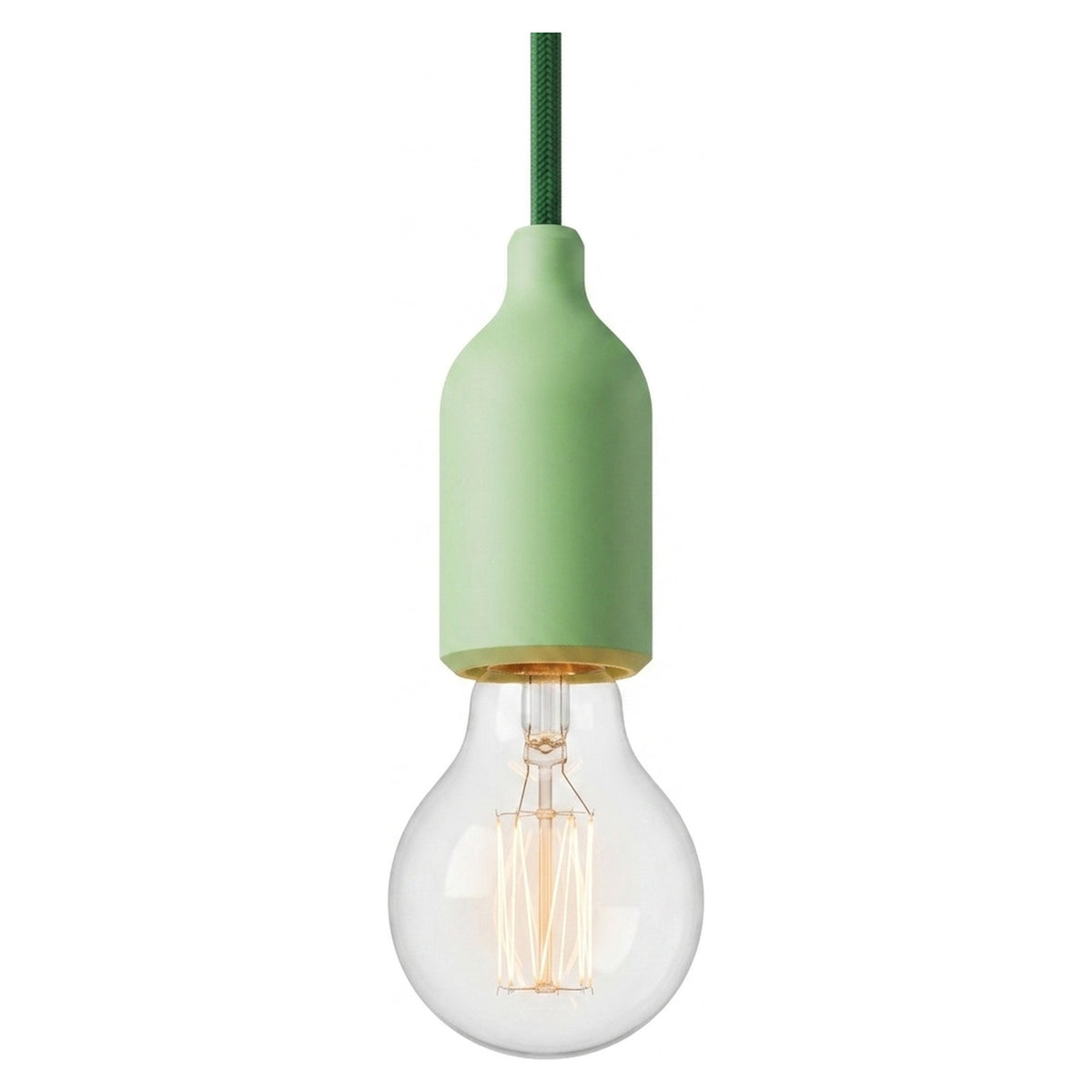 E27 silicone socket with hidden cable grip — Meadow green