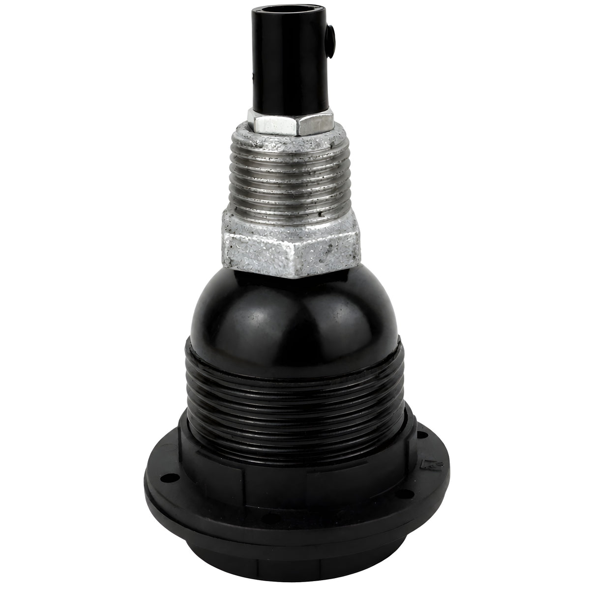 E27 bakelite socket kit with shade rings on 1/2'' (15x21mm) male galvanized cast iron fitting