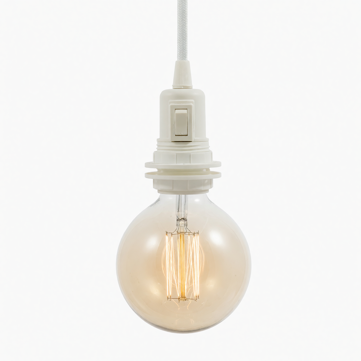 E27 thermoplastic socket with double ring and switch — White