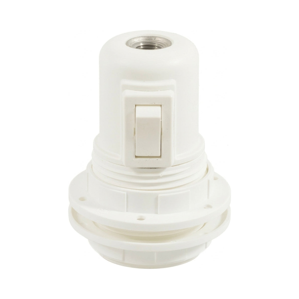 E27 thermoplastic socket with double ring and switch — White