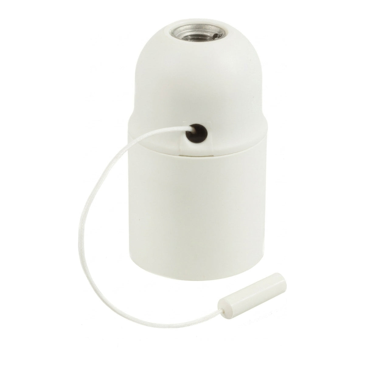 E27 thermoplastic socket with pull-cord switch — White