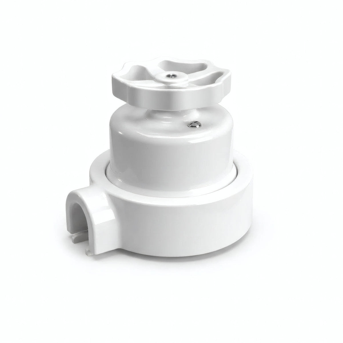 Porcelain two-way switch with a knob and base kit — White / White / 1 conduit entry