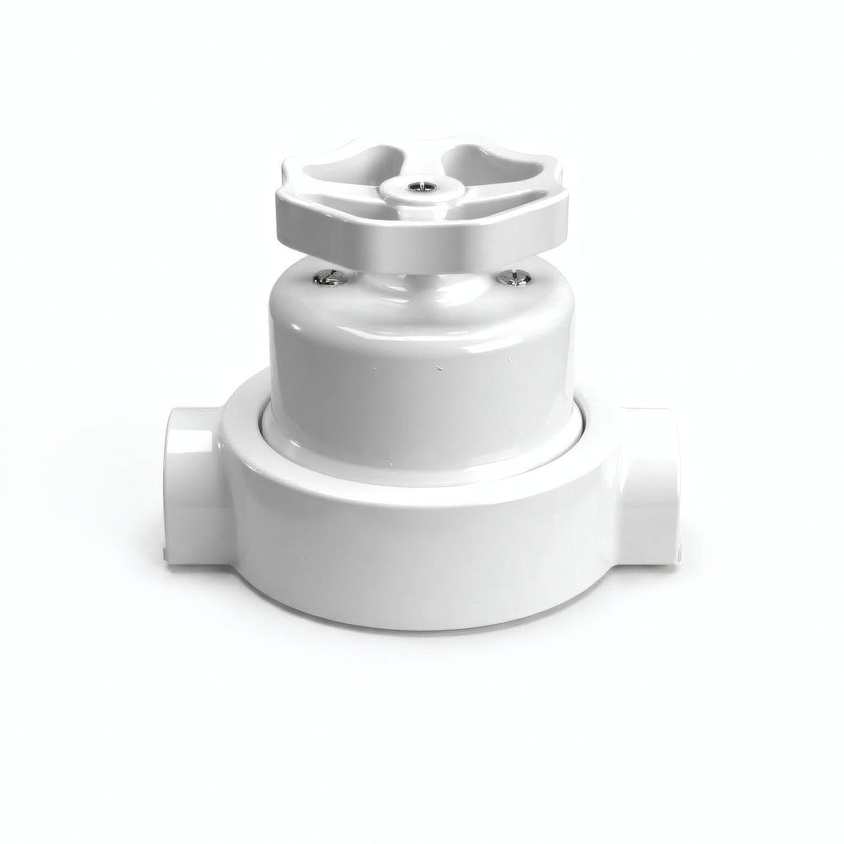 Porcelain two-way switch with a knob and base kit — White / White / 2 conduit entries in line