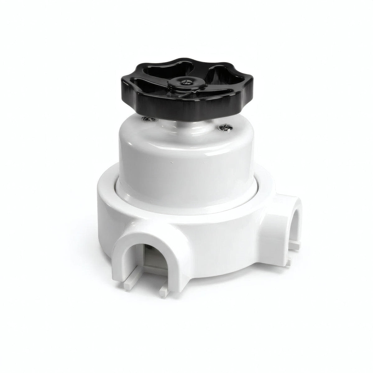 Porcelain two-way switch with a knob and base kit — White / Black / 2 conduit entries