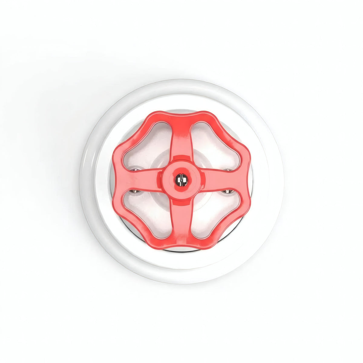 Porcelain two-way switch with a knob and base kit — White / Red / Flat Ø 100 mm