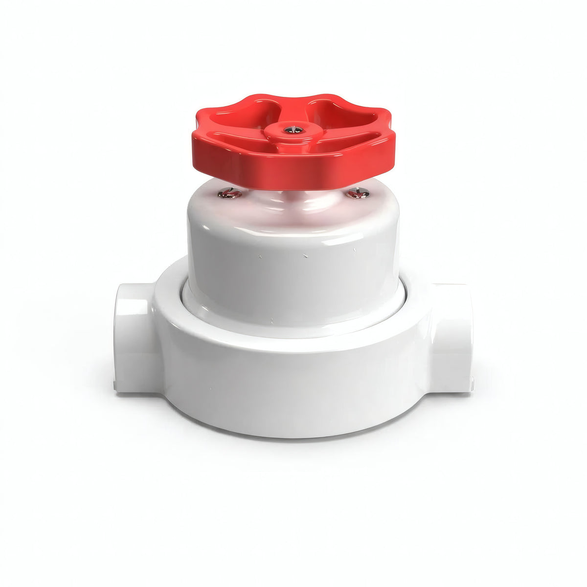 Porcelain two-way switch with a knob and base kit — White / Red / 2 conduit entries in line