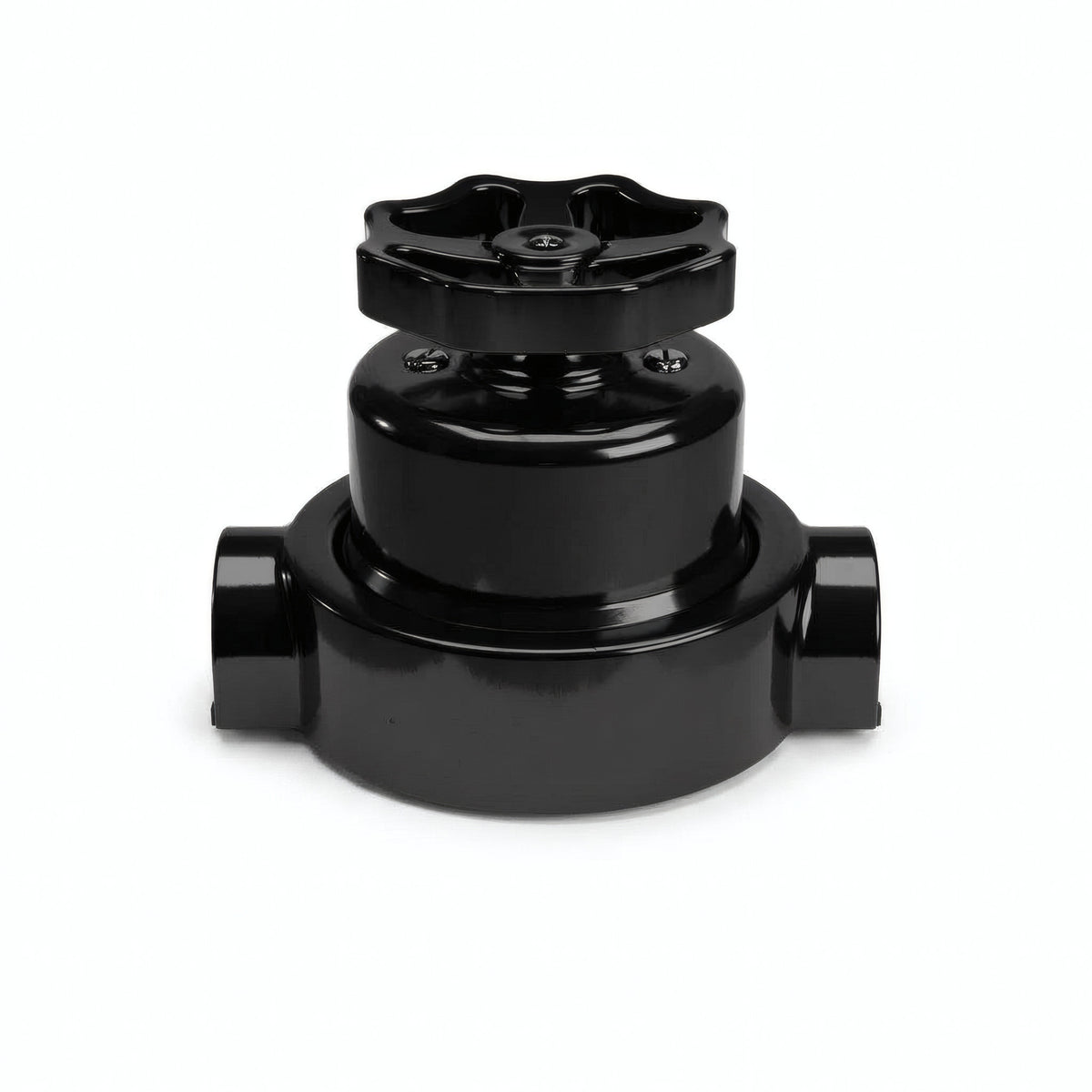 Porcelain two-way switch with a knob and base kit — Black / Black / 2 conduit entries in line