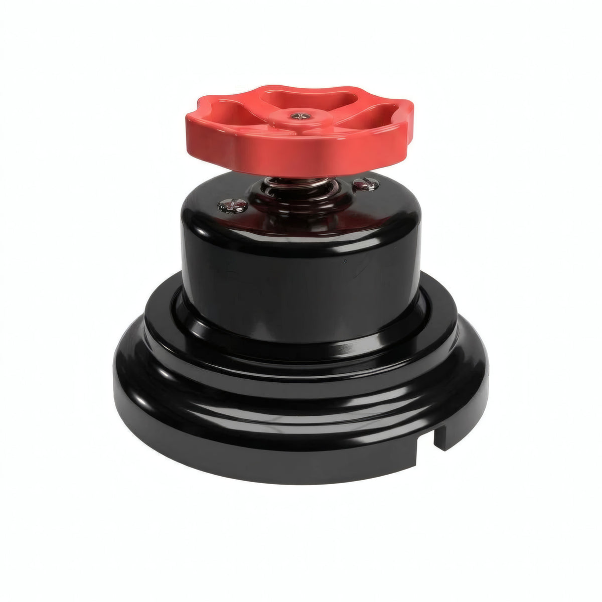Porcelain two-way switch with a knob and base kit — Black / Red / Flat Ø 100 mm
