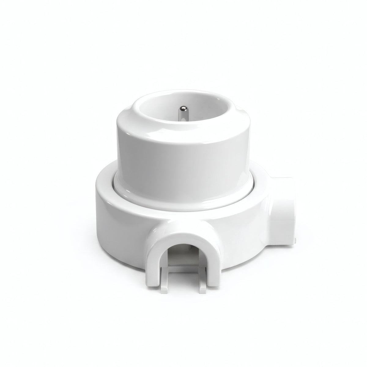Porcelain wall socket and base kit — French 2P+T 16 A / White / 2 conduit entries