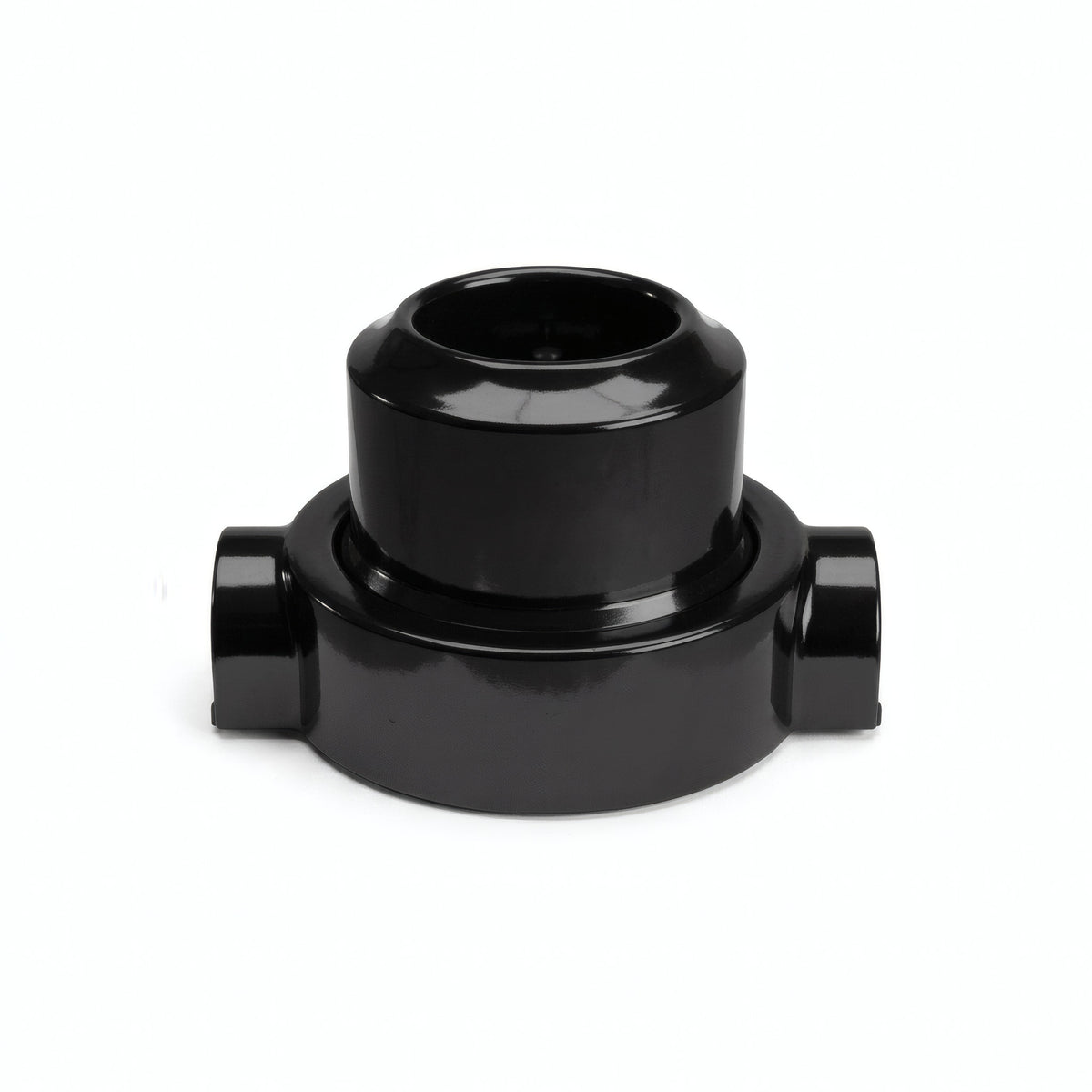 Porcelain wall socket and base kit — French 2P+T 16 A / Black / 2 conduit entries in line