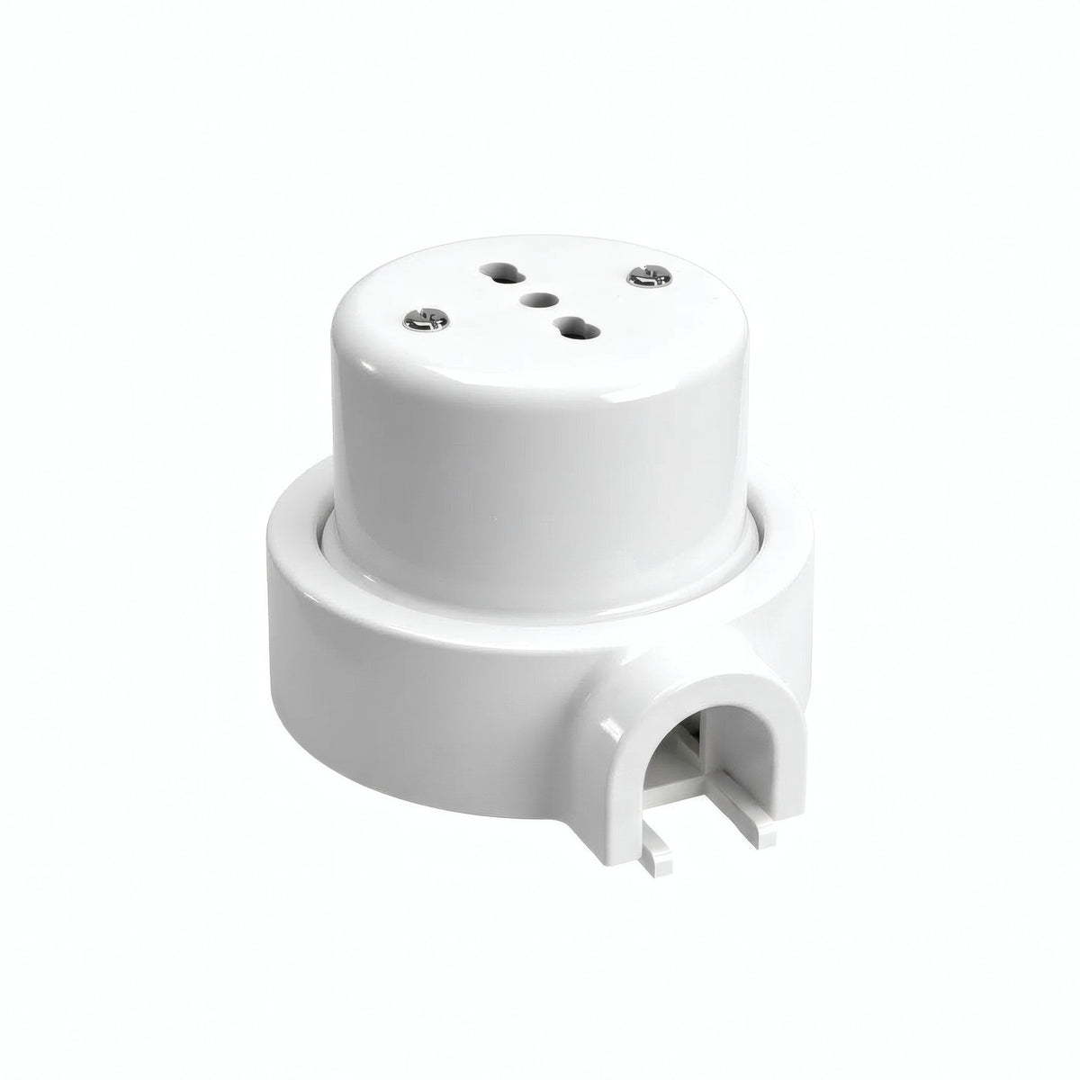 Porcelain wall socket and base kit — Italian 2P+T 10/16 A / White / 1 conduit entry