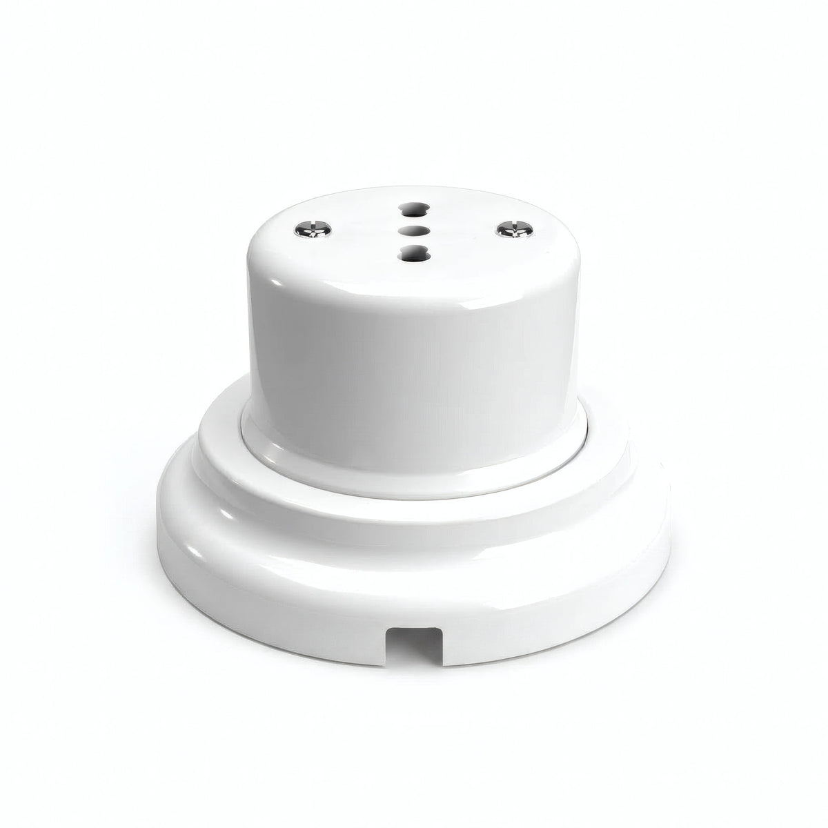 Porcelain wall socket and base kit — Italian 2P+T 10/16 A / White / Flat Ø 100 mm