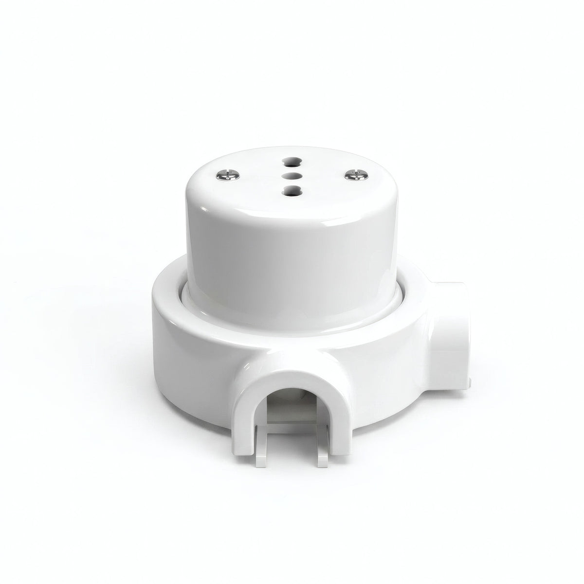 Porcelain wall socket and base kit — Italian 2P+T 10/16 A / White / 2 conduit entries
