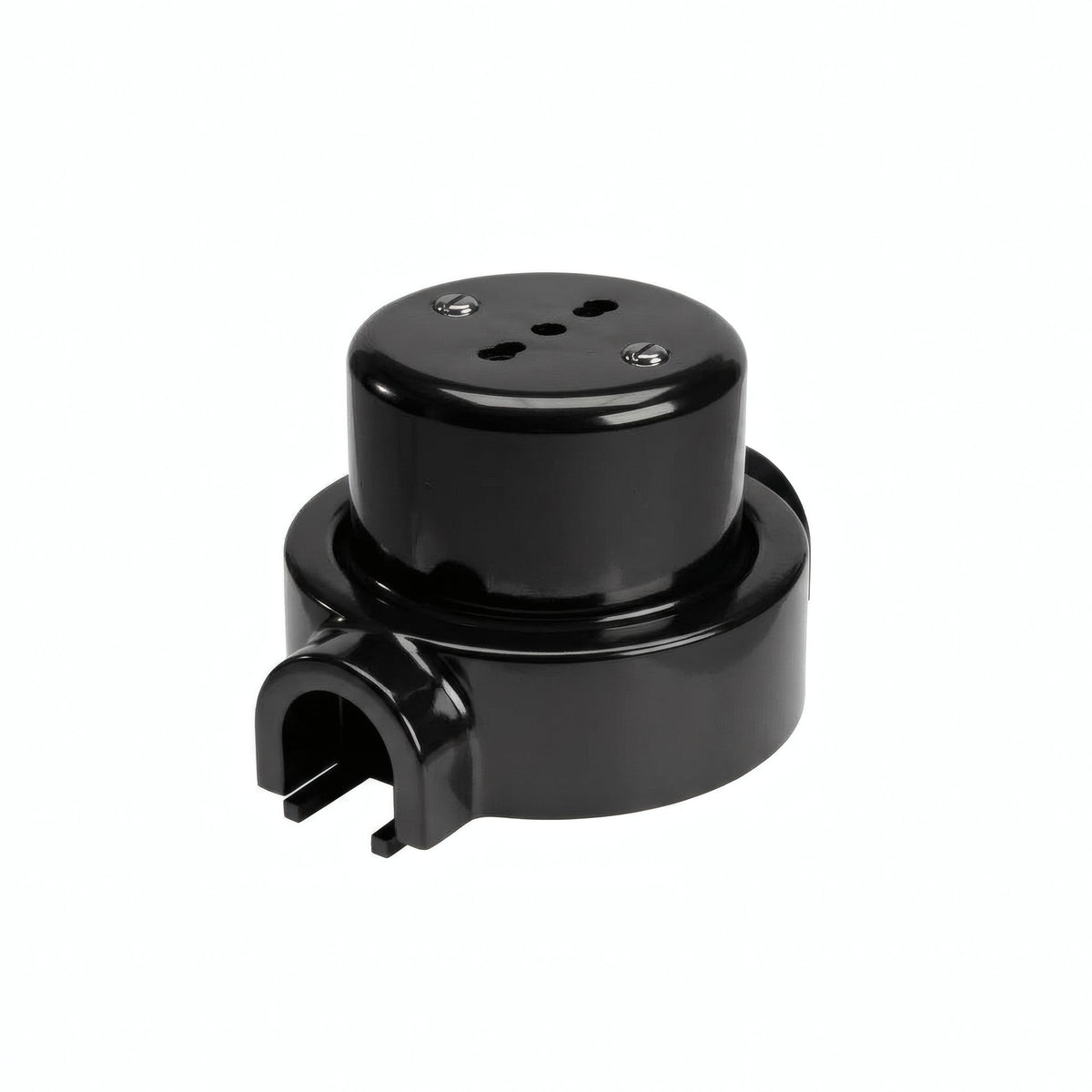Porcelain wall socket and base kit — Italian 2P+T 10/16 A / Black / 1 conduit entry